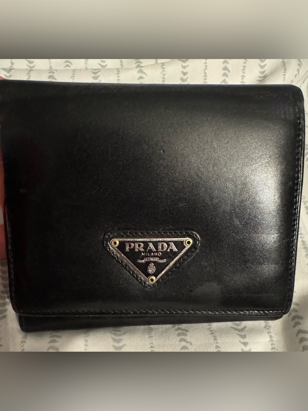 Prada Milano Black Leather Trifold Wallet Made in Italy - Picture 1 of 16